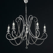 Five lights chromed iron chandelier with rhinestones 68x h55 cm