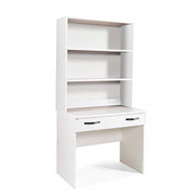 Desk with drawer for Bedroom or Office with white support bookcase computer workstation