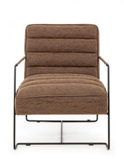 Armchair with armrests and steel frame and brown imitation leather covering 63x74x80h cm