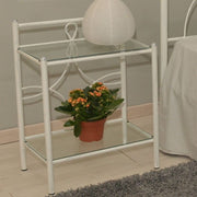 Silene bedside table in satin white wrought iron