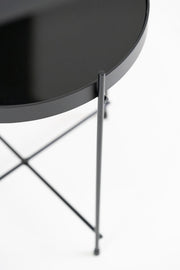 Black metal glass table 70 x 70 x h 40 cm