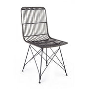 Contemporary style chair in steel and black kubu LUCILA 45x55x h85 cm