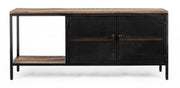 Industrial-style 2-door metal TV cabinet