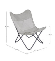 Folding sea chair in textilene Natural BUTTERFLY GABICCE 77.5x81x h89 cm