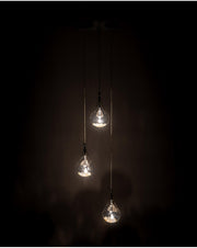 Suspension lamp in glass and pink metal Perle STS