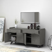 Modern cement sideboard with high feet with drawers cm 140 x 45 x 72 H