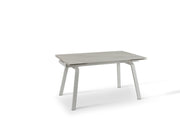 Extendable table with white marble effect stone top 140/200x80x76h cm