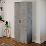 Cement gray multipurpose shoe cabinet with two doors and 6 shelves h.182x71x38 cm