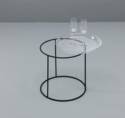 Coffee table with tempered glass top and black base 40x40 cm
