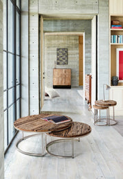 Set of 2 modern wood and metal coffee tables Rafter