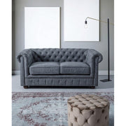 Pouf in dove gray velvet LORELLA diameter 60x h42 cm