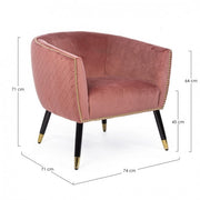 Caitlin upholstered armchair upholstered in antique pink velvet