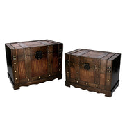 Rectangular brown wooden trunk
