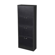 Scarpiera moderna nera 4 ribalte ecopelle cm 63 x 24 x 150 h slim