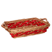 Rectangular honey red wicker basket cm48/52x36h13