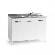 Kitchen sink with 3 doors Reversible white Cm 120x50xH 85