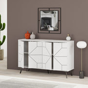 White Dune 4-Door Sideboard - L 123 x W 35 x H 77.4 cm