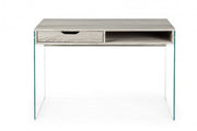 Armos design desk in natural wood 1 drawer and glass legs 110x55x 76h cm