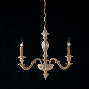 Three lights ivory wood and gold leaf chandelier 43x h57 cm