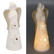 White gold ceramic angel with led ø10,5h27,5