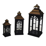 Square black metal wood lantern 1-3 cm31,5x31,5h81