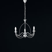 Shabby white iron chandelier three lights 49x h43 cm