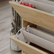 Foldable Oak Shoe Cabinet with 4 Doors 73W x 26D x 154.5H cm