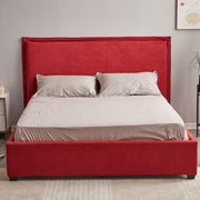 Red Fabric Double Storage Bed 170x206x118 cm