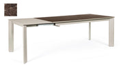 Briva extendable table in glossy brown - dove gray