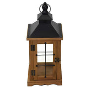 Wooden metal lantern 1-2 natural gray squared cm25x25h62