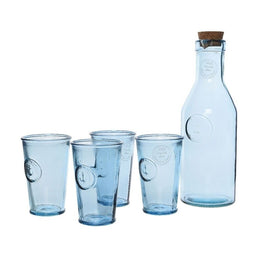 Set of carafe and 4 glasses in glass with Kaemingk anchor decoration