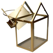 Metal lantern 1-3 gold cm27x18,2h42