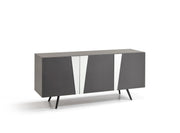 3-door sideboard in dark gray melamine with 50x180xh mirror insert. 80cm