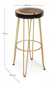 Atmosphere style gold wooden bar stool