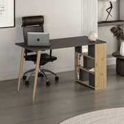 Pina 120 desk with anthracite walnut side bookcase