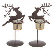 Set of 4 Bronze Finish Reindeer Candles