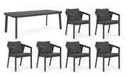 Cordova anthracite table + 6 chairs set