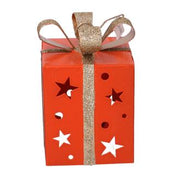 Orange metal gift box 14.5x9h9 cm