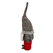 Gray red santa claus fabric doorstop cm20x12h61