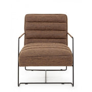 Armchair with armrests and steel frame and brown imitation leather covering 63x74x80h cm