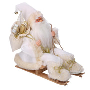 Woven Santa Claus on a white-gold sleigh 33x12h30 cm