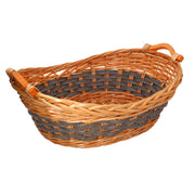 Oval gray and honey wicker basket cm53x38h19