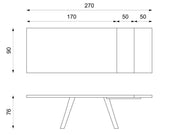 Extendable table with rust top and white legs 170/270x90x76h cm