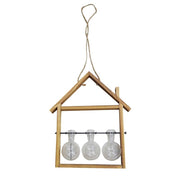 Wood vase with glass 3 places cm30x6,5h30