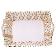 Rectangular white wicker basket cm46x36h13