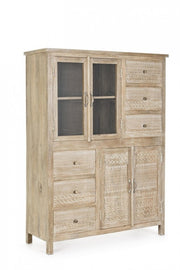 Mayra 4-door 6-drawer cabinet in natural wood