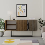 Tontini sideboard 3 doors color oak walnut and dark coffe 150 cm
