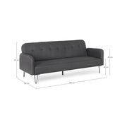 Three seater sofa bed in black fabric BRIDJET 200x82x h81 cm