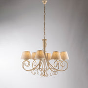 Vienna iron ivory gold chandelier eight lights fabric effect lampshades 78x h63 cm