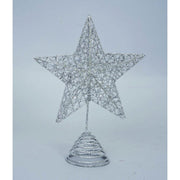 Christmas tree star tip Glittery silver 18x h15 cm